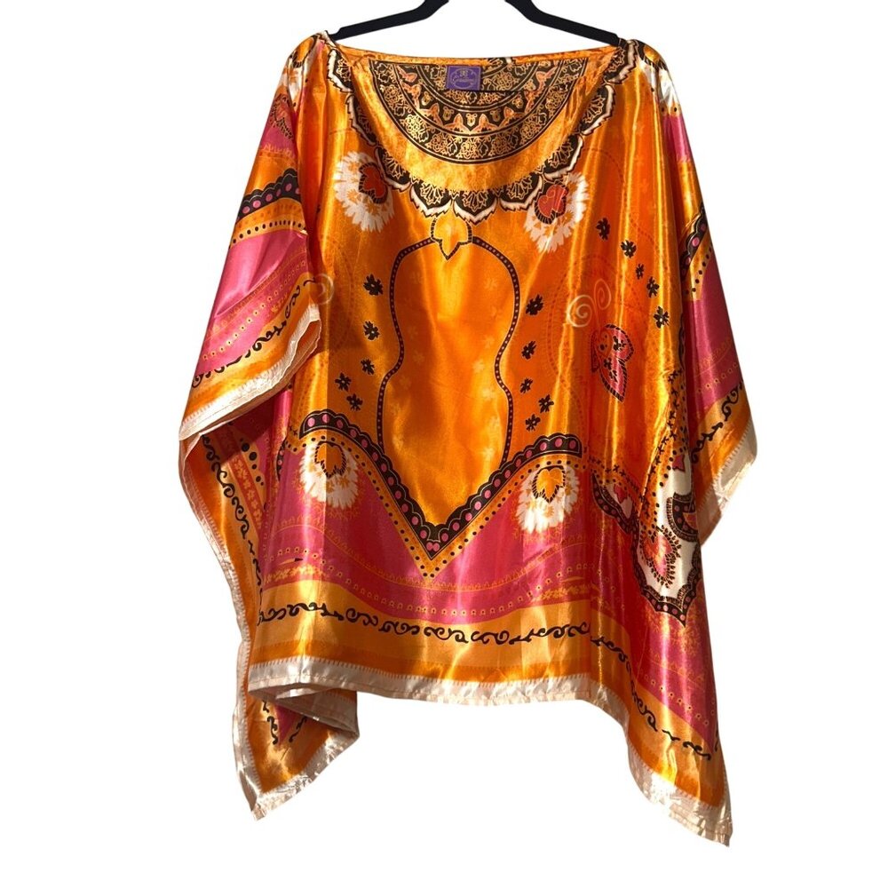 Vibrant Women's Poncho Blouse Top With Loose Fit, OSFM, Beach Cover Up Curations